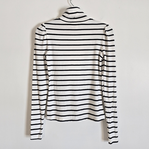 Evereve Striped Stretch Knit Turtleneck Top Blouse XS - Picture 4 of 7